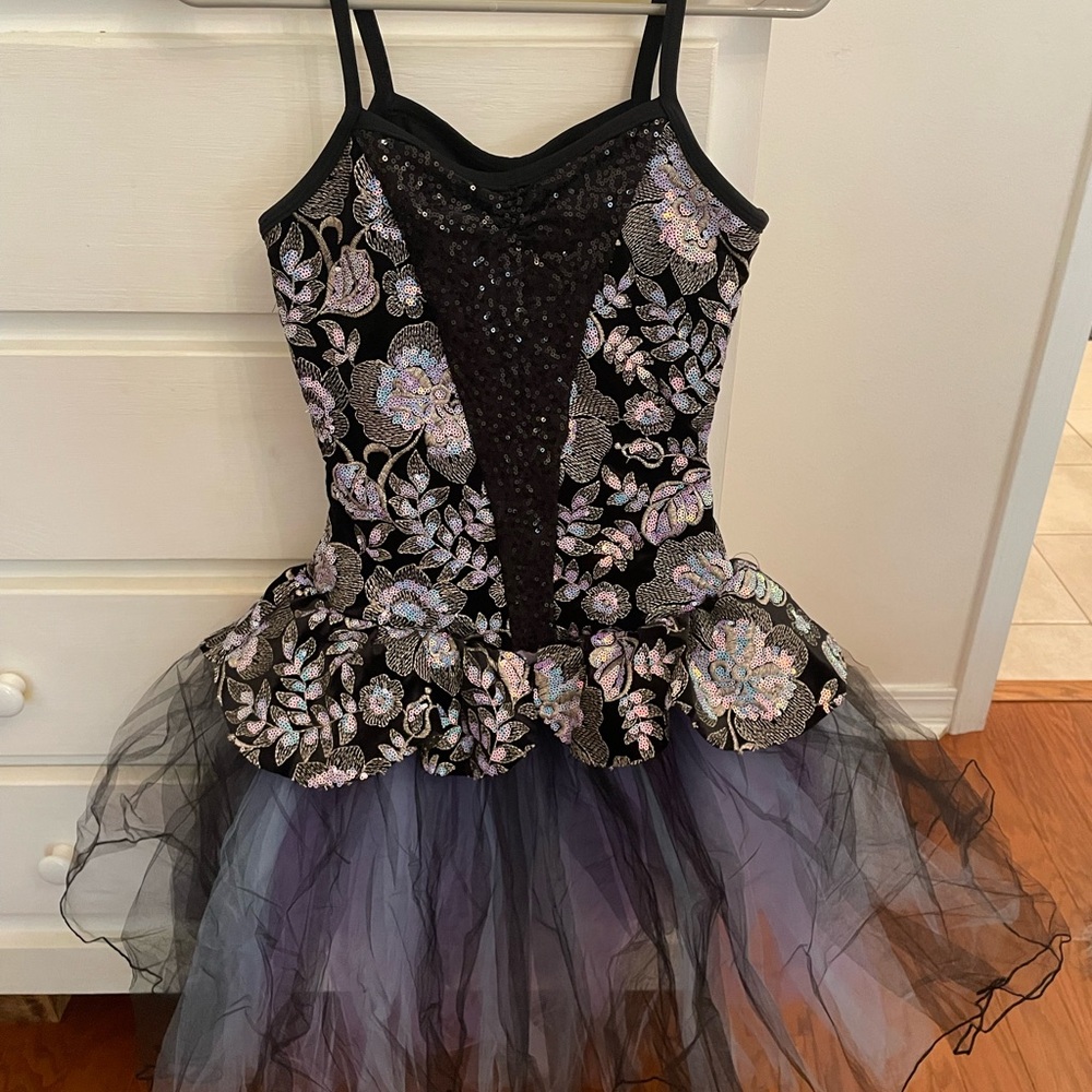 Wish Black and Purple Dance Costume with Sequined Bodice